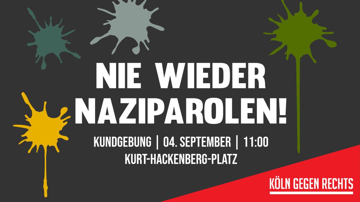 Langjähriger Aktivist der extrem rechten Szene ruft zu Großdemo in Köln auf Gegenkundgebung Sonntag 04.09. Köln – Kurt Hackenberg Platz

#antifa #solidarischinderkrise #frieden #staywithukraine #Мир #FCKrassismus

keinveedelfuerrassismus.de/nie-wieder-naz…