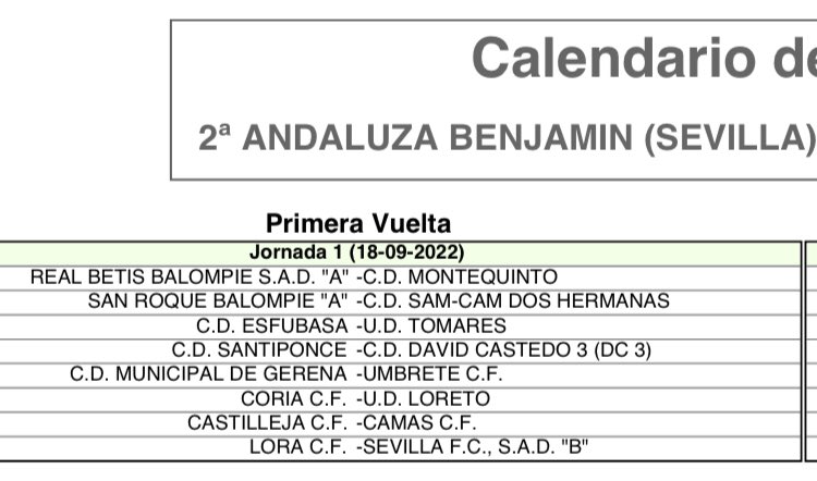 💥 ¡Calendario disponible en la categoría 2a Andaluza Benjamín! 

Fin de semana del 18 de septiembre: 

#CoriaCF - <a href="/UDLoreto/">UD Loreto</a> 

#VamosCoria
#DeTuPasionNscioNuestraHistoria