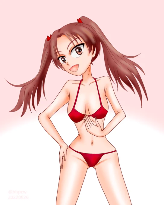 水着の元会長です!#GuP版深夜のお絵描き60分勝負#GuP版深夜のお絵描き60分勝負_20220826お題「角谷 杏」 