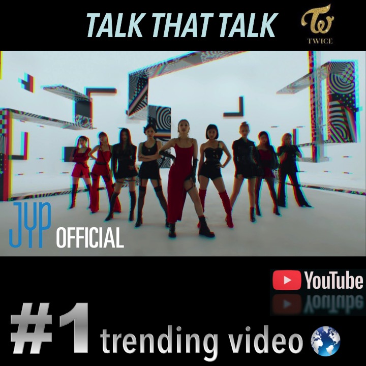 WORLDMUSICAWARD's tweet photo. #TWICE's new music video for their latest single #TalkthatTalk, the title track to their 11th mini album,  is now trending at #1 WORLDWIDE on YouTube!👊🎥🥇💥🌎👑👑👑👑👑👑👑👑👑❤️‍🔥@JYPETWICE
🎥: https://t.co/uwDfgDG8wQ https://t.co/D8UKE3RNEF