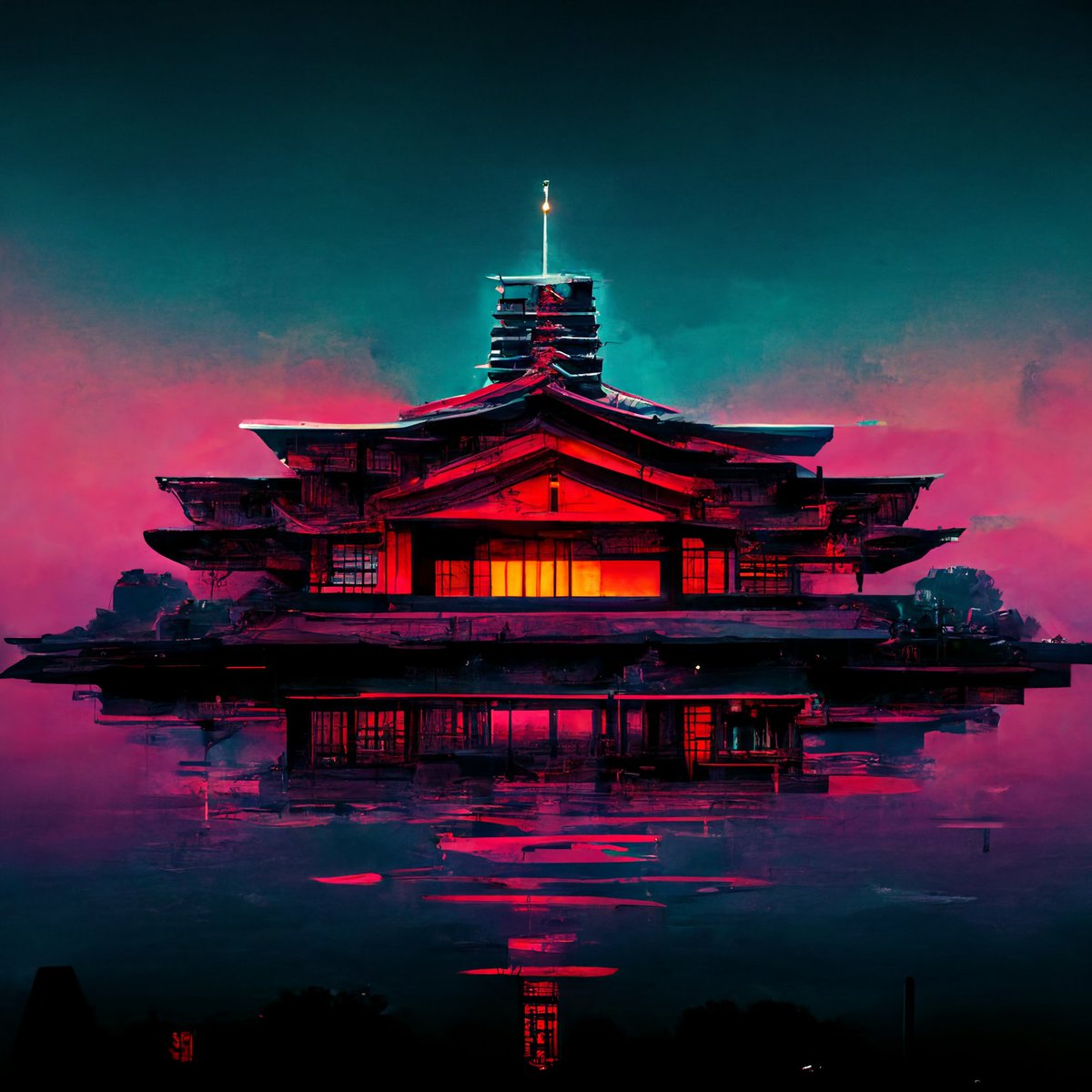retrowaveAI's tweet photo. Temple #retrowave #outrun #AIart https://t.co/qtTCt5jCop