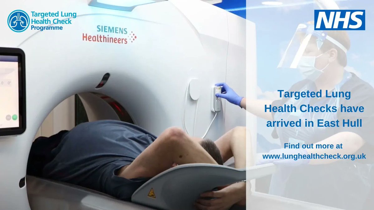 HullHospitals's tweet photo. People living in east Hull are now being invited for Targeted Lung Health Check appointments. If you receive an invitation from your GP, don’t delay - book your appointment today. Find out more at https://t.co/npIzfiKwYY #LHCinHull https://t.co/MAhOJBhvQ2