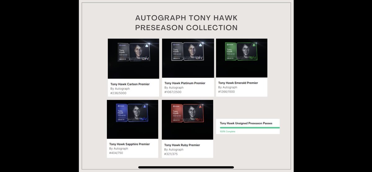 phins711's tweet photo. The @Autograph community is so awesome. Not only do we have great looking NFTs with IRL experiences but amazing members as well. @KlairvoyantOne gifted me a Ruby to complete my @tonyhawk set!  Love it!!! https://t.co/kureC7Jufi