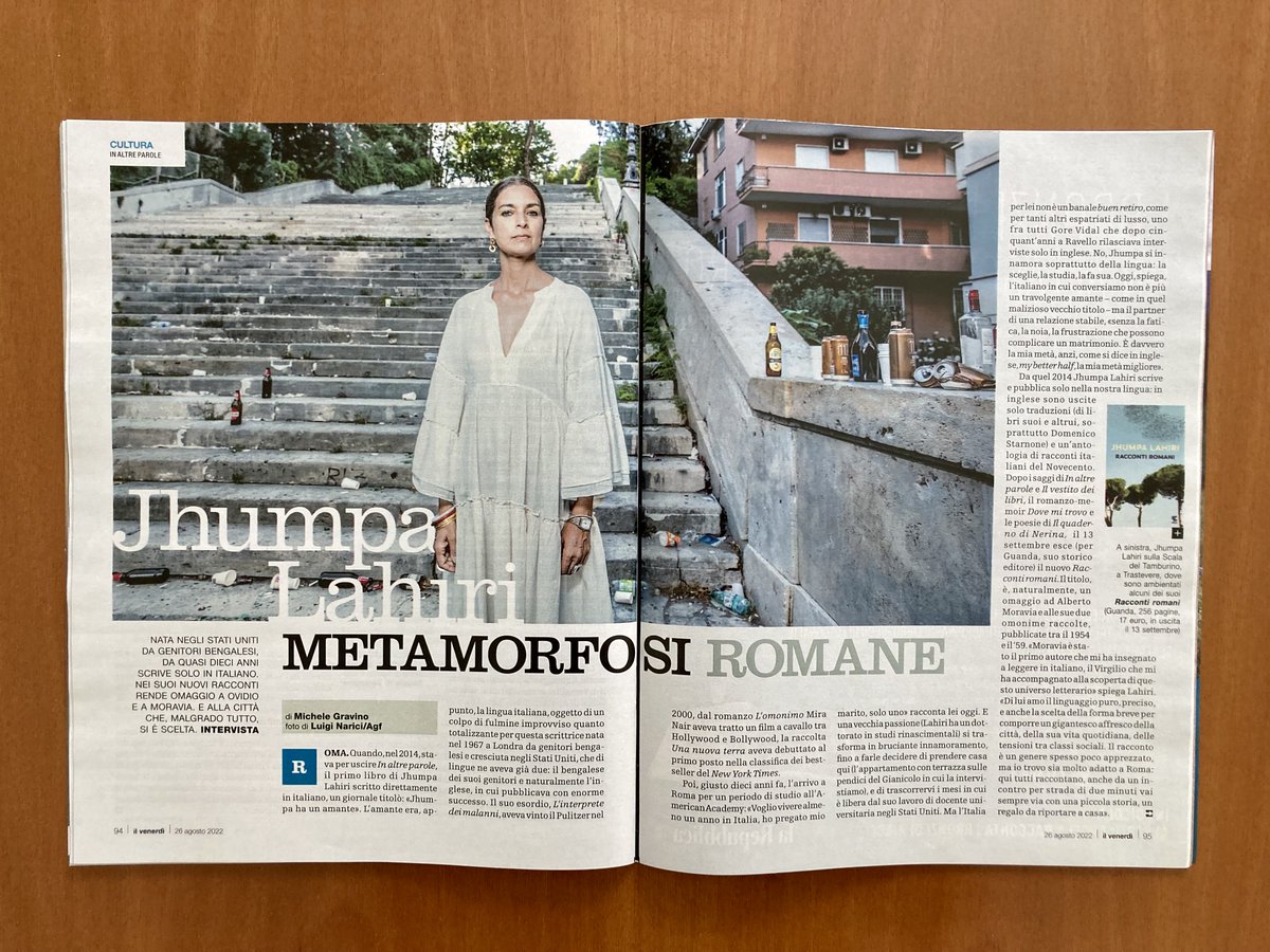 FondoMoravia's tweet photo. Omaggio a Moravia. Su @ilvenerdi @repubblica in edicola, #JhumpaLahiri racconta il suo prossimo libro "Racconti romani" @GuandaEditore. #Roma #AlbertoMoravia https://t.co/AEDQjUwn8d