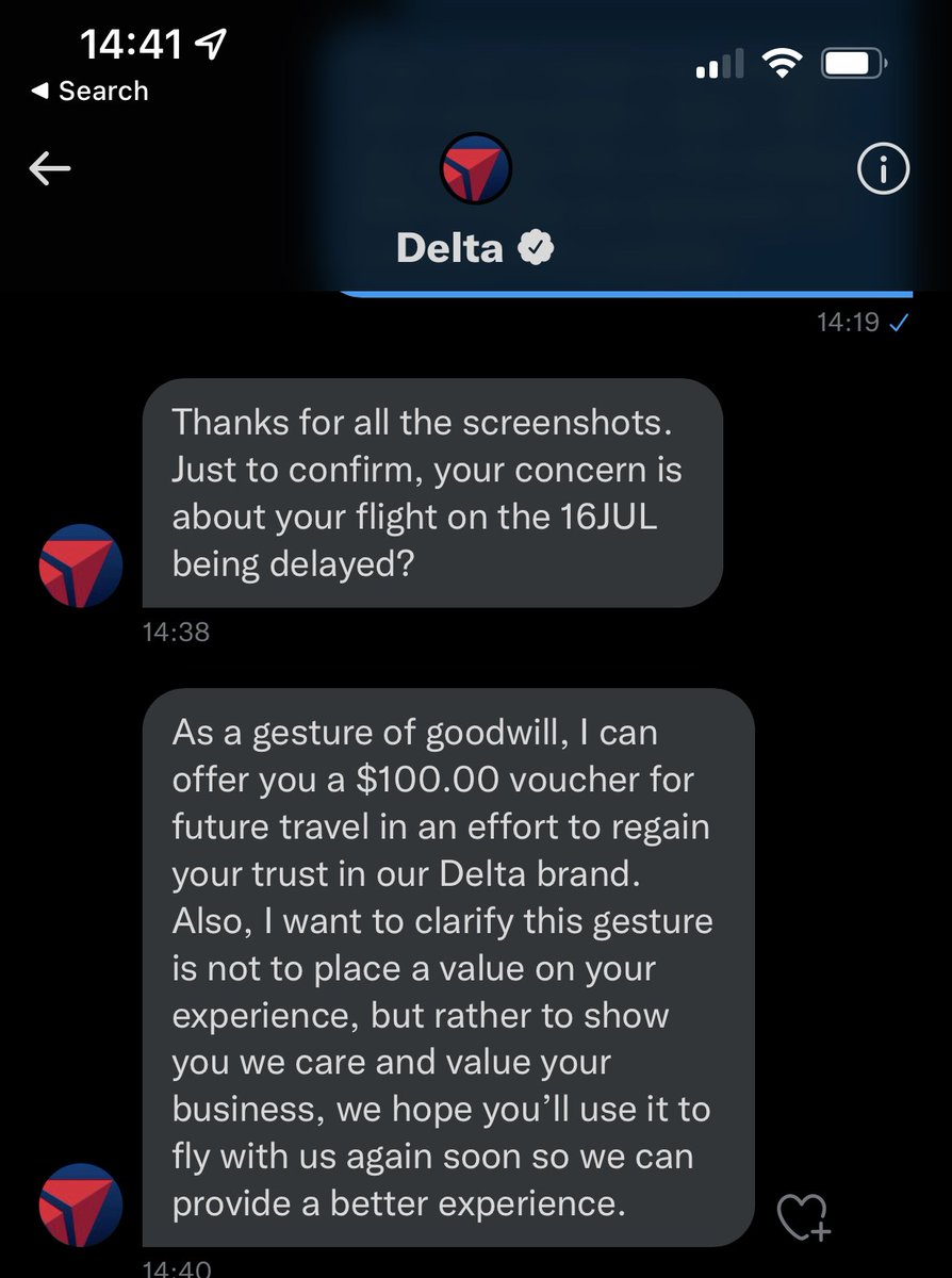 sally_chamness's tweet photo. Oh @delta are funny ๐ #Neverflydelta https://t.co/9H9HWnUFHU