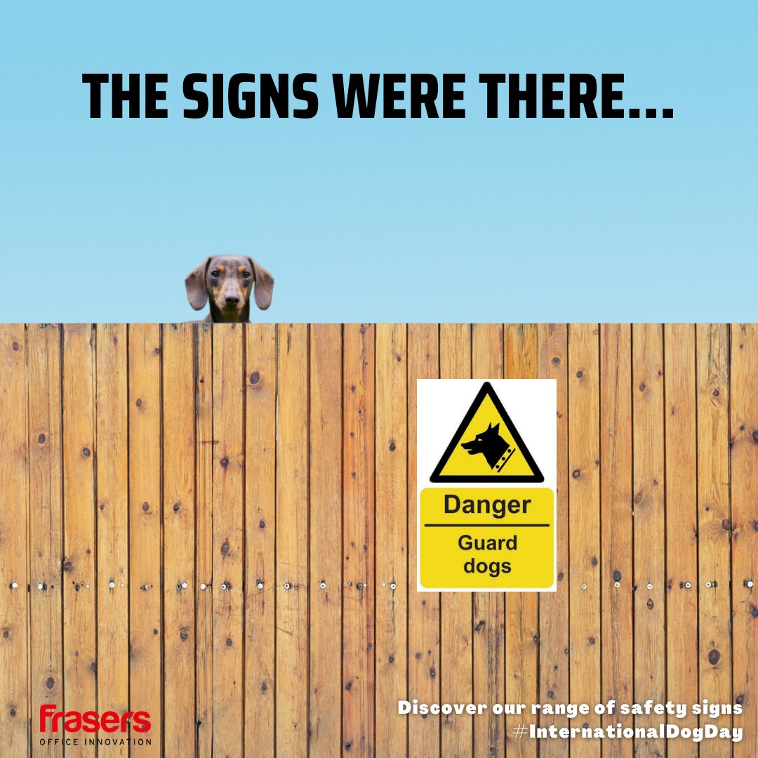 Frasersoffice's tweet photo. See more satefy signs like this one here 👉 https://t.co/nMg0kwH9Hd

#signs #internationaldogday #guarddog #marketing #smallbusiness #digitalmarketing https://t.co/53KEpWXMBL