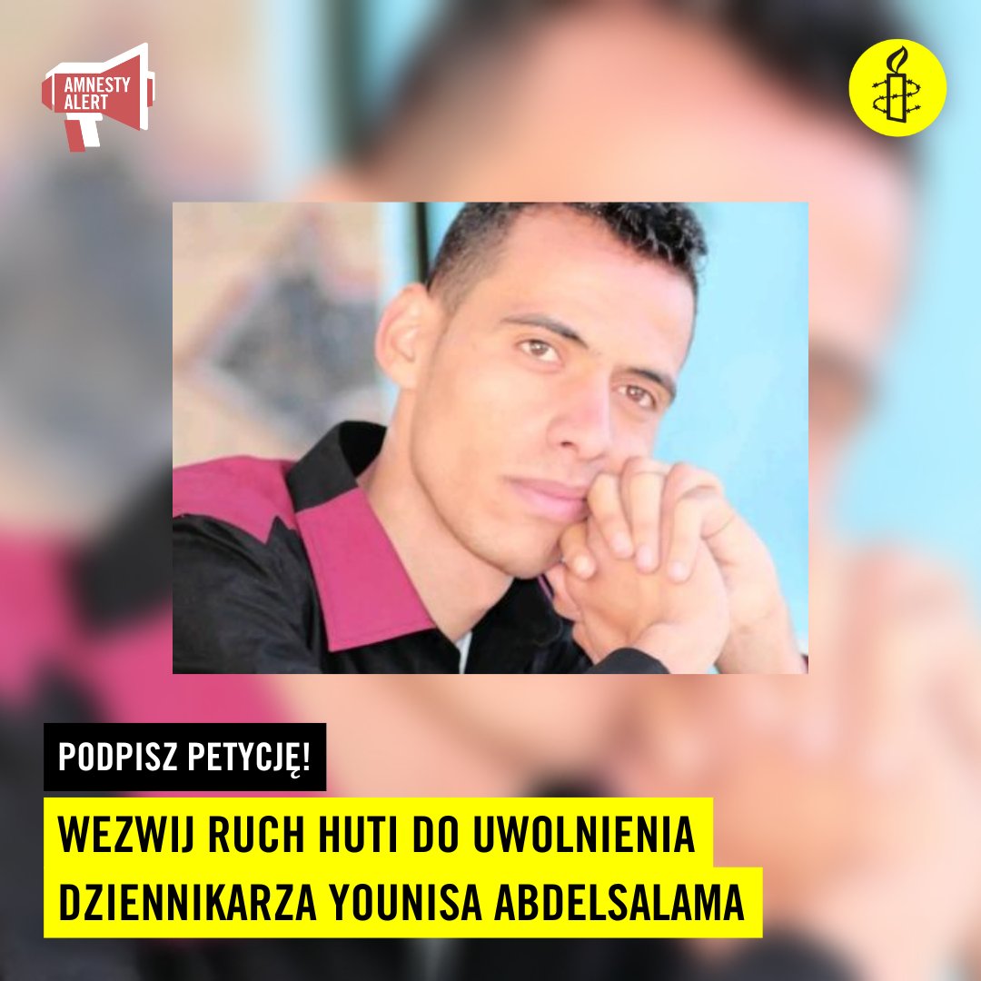amnestyPL's tweet photo. #AmnestyAlert: Od 4 sierpnia 2021 roku Ruch Huti sprawujący faktyczną władzę w Jemenie bezprawnie przetrzymuje 28-letniego dziennikarza Younisa Abdelsalama. Wzywamy Huti do natychmiastowego uwolnienia Younisa Abdelsalama!
➡ PODPISZ PETYCJĘ: https://t.co/b4eb9KwKM3 https://t.co/0bChu1Uzad