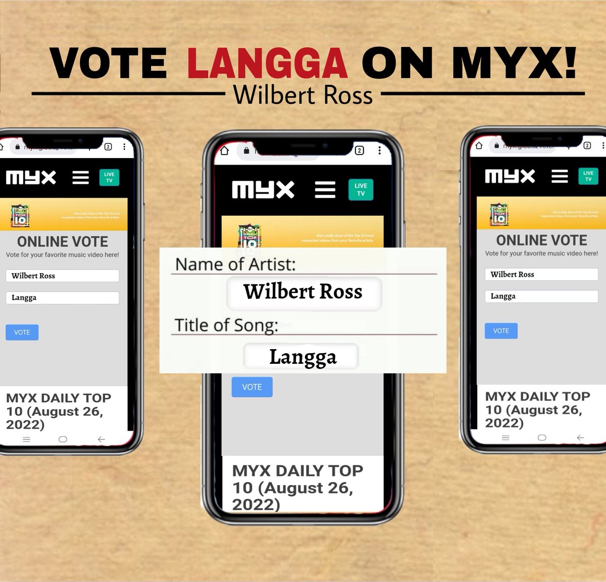 WRTeamOnlineOFC's tweet photo. “Langga” Music Video is Finally Out!

Let's aim a spot for "Langga" on Myx Daily Top 10 and other Myx Charts.

Time to cast our unli votes by clicking this link below.

🔗: https://t.co/8nIvMhWh9f

#Langga #LanggaMV
LanggaMVRelease 
@hashtag_wilbert
#WilbertRoss https://t.co/5RHbMkBfyd