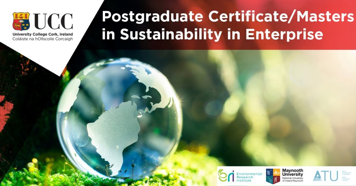 margueritenyhan's tweet photo. Our online MSc &amp; PG Cert is taught by sustainability experts from @UCC, @MaynoothUni &amp; @atu_ie. Subjects include sustainability &amp; the natural environment, sustainable enterprise, systems thinking for sustainability, a virtual UN Climate Summit, responsible mgmt &amp; decarbonisation https://t.co/3VxwY6X20y