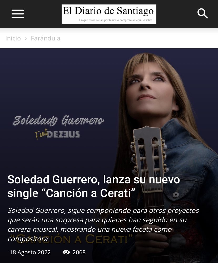 ZuritaInformada's tweet photo. ATENCIÓN AQUÍ PUBLICACIÓN ‼️
#PrensaenLinea
#ApoyoValioso
@solguerreroluz
#RadioCosmos
#Estrena
#NuevoSingle
#CancionaCerati
#Tributo
#Compositora
#Letrista
#Trayectoria
#LZuritaInformada #CoctelDeEstrellas #AquiVuelanPlumas
#LaureldeOroChile
https://t.co/ODYpCctOms https://t.co/cKiuYRptJN