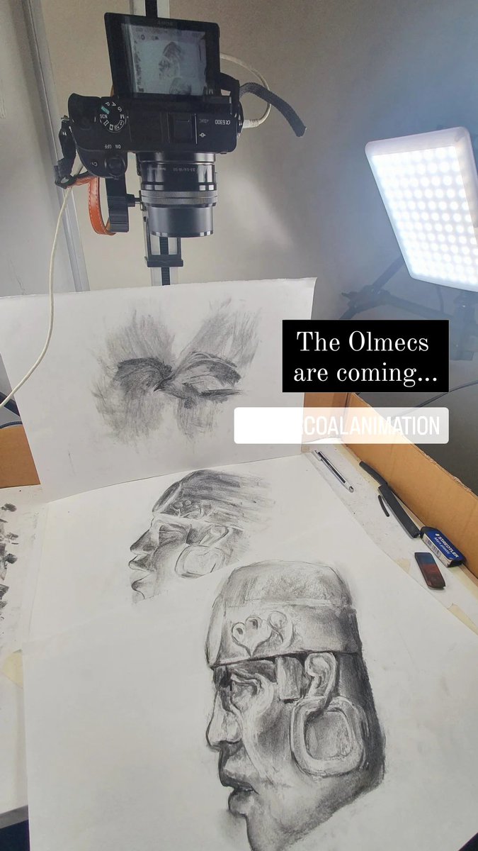 leocrane's tweet photo. GM 🌥
Olmec heads, a prophetic Crow and lots of charcoal... WIP on a new collab with @SteijNaem55 & @meraveldan
#charcoalanimation #operanft https://t.co/fxEJqhzpE8