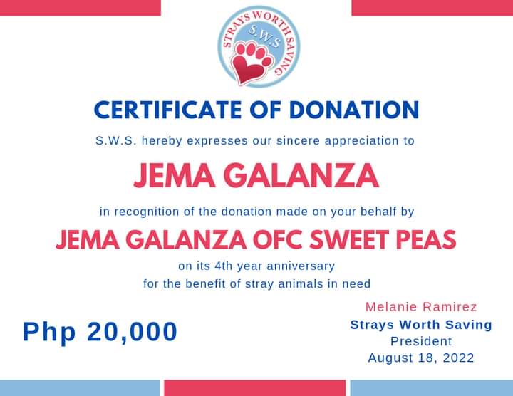 A Real Queen 👑🫶❤️ thank you Queen J and  <a href="/QueenJGOfficial/">Jema Galanza Official | Sweet Peas</a> for helping stary animals 🫶 May The God Bless you all po 😇🙏☝️

Ctto Strays Worth Saving SWS fb
m.facebook.com/story.php?stor…