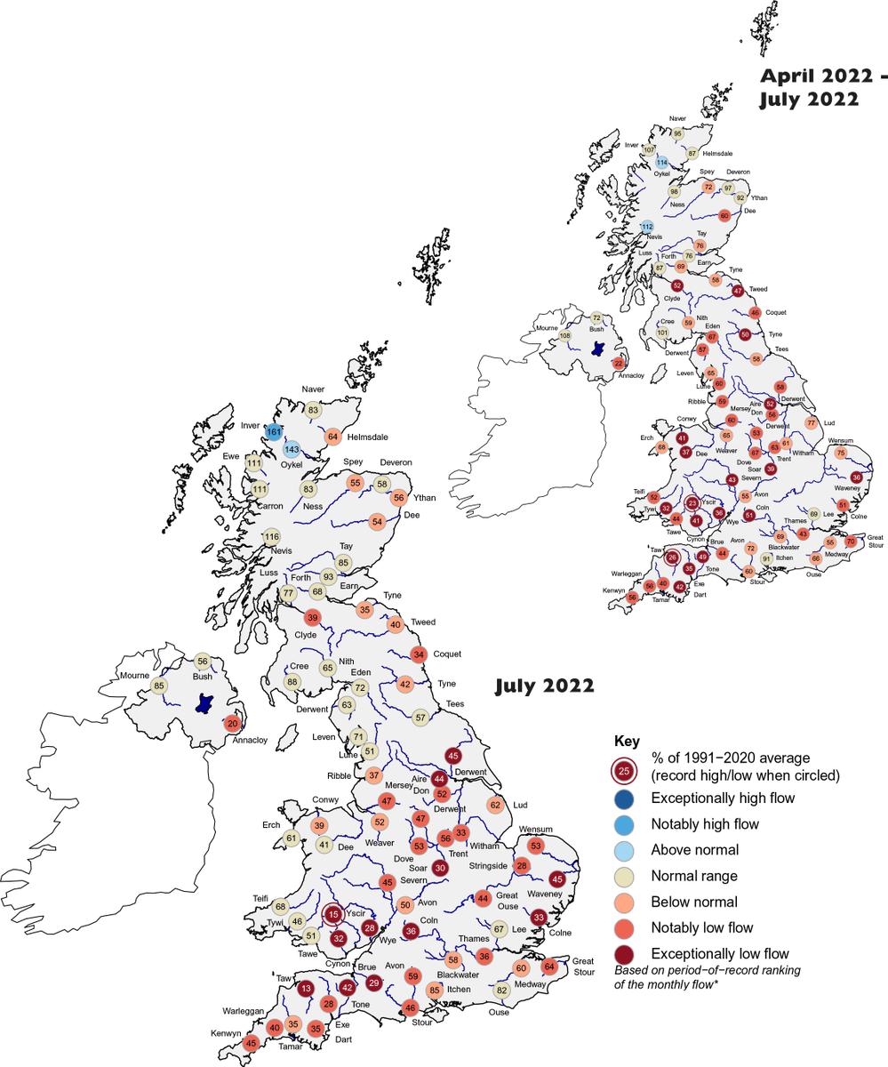 UK_CEH's tweet photo. How does the current #drought compare to past events in the UK and how might it evolve in the near future? 

New on our blog, we take a closer look using our Hydrological Summary, Hydrological Outlook and interactive water situation monitoring tools https://t.co/kPIiIkmpnZ https://t.co/dk36kS9R6v