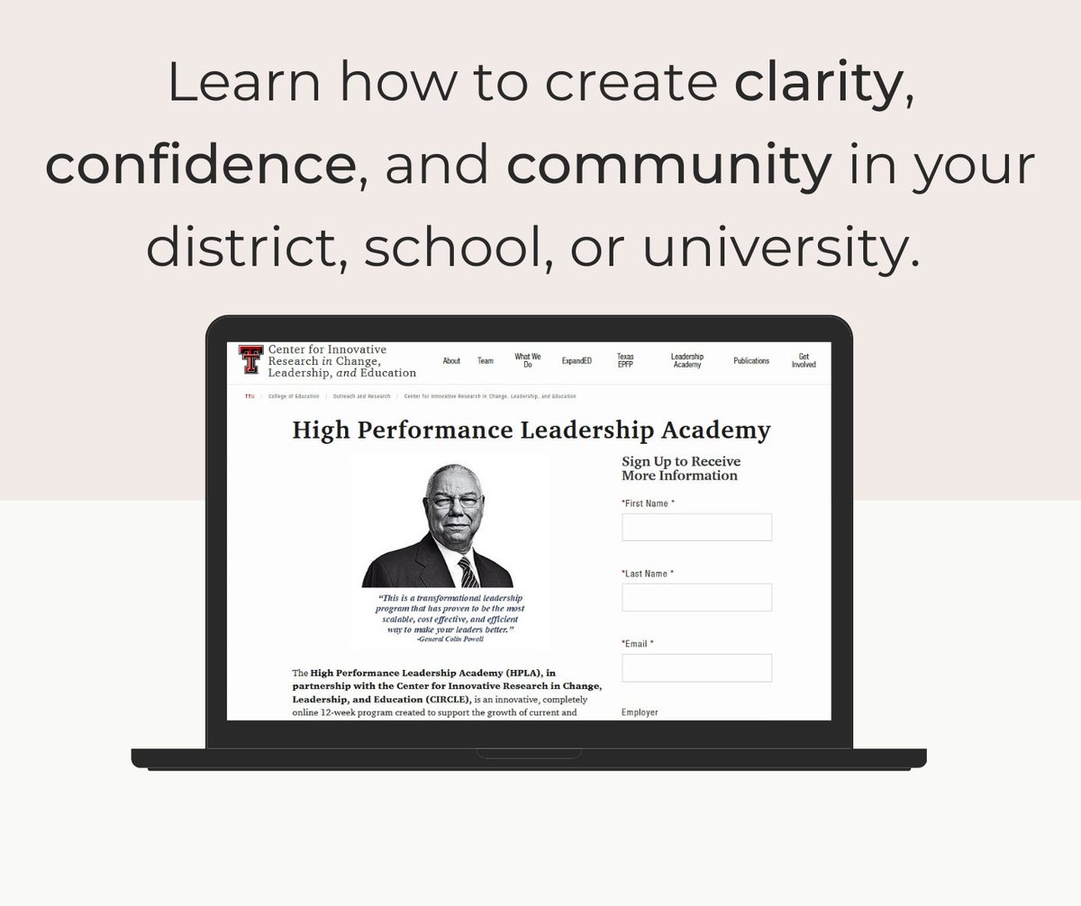 CIRCLE_TTU's tweet photo. Join us for a 12-week virtual leadership development journey! Click here: https://t.co/fOgSxDvzlT
@ComparativeEduc @EpfpTexas
#LeadershipDevelopment #HPLA https://t.co/cQauZFI8zt