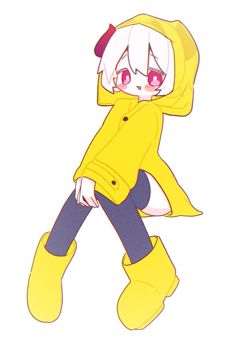 raincoat 1girl solo thighhighs boots yellow raincoat yellow footwear  illustration images