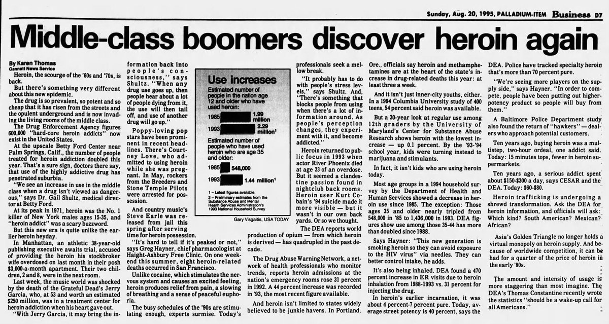 yancykm's tweet photo. @CDCInjury @CDCgov The CDC would like you to believe that the opioid crisis started with a "wave" of unknowing patients being prescribed pills for pain in the 90s.

Articles from the 90s show otherwise.

#RxAwareness #EndOverdose #IOAD2022 https://t.co/YH66NtI3A5