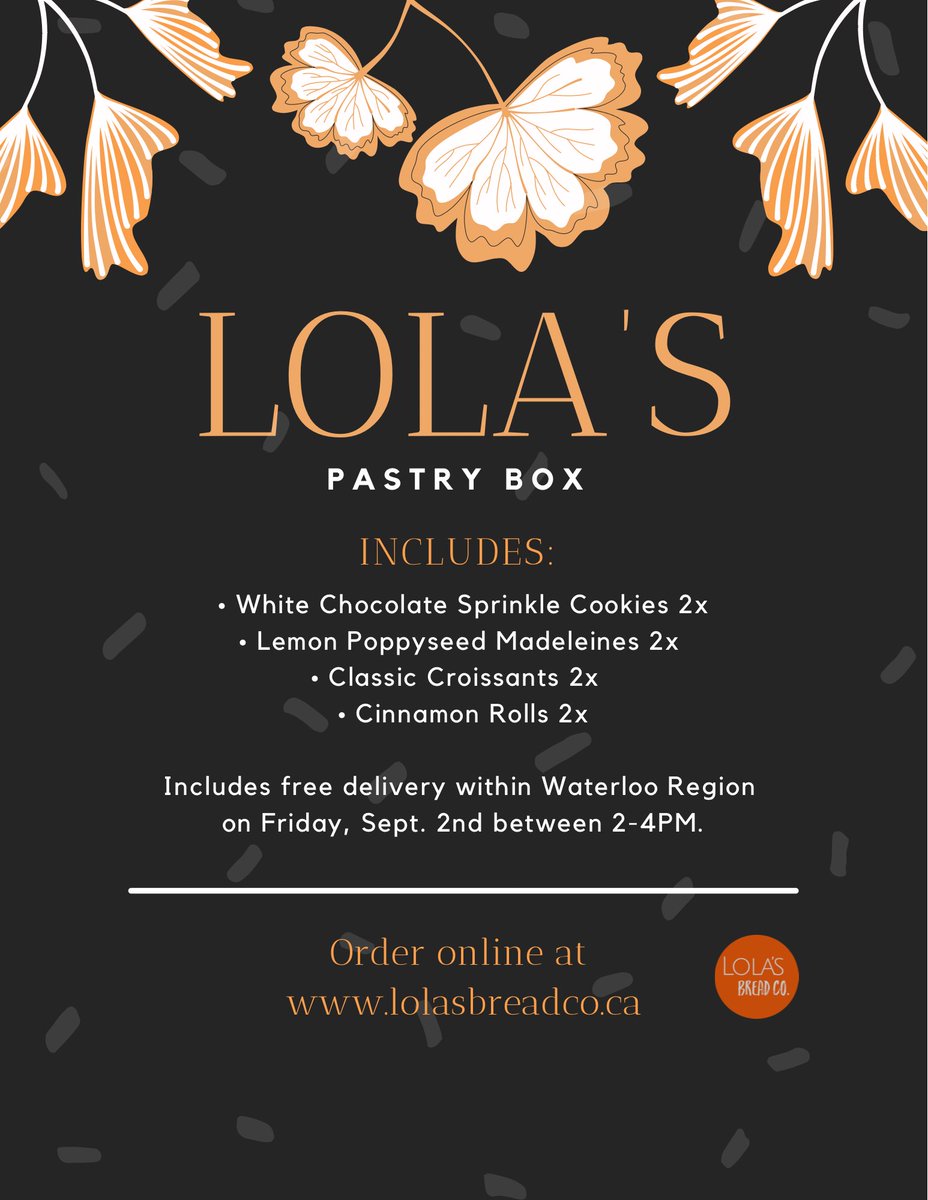 lolasbreadco's tweet photo. Start September off on a sweet note! 🎁
Try our Lemon Poppyseed Madeleines, exclusively in the September Pastry Box 🍋
Includes FREE local delivery in #WaterlooRegion
Shop here 🔗 https://t.co/onWNKi9UPh
#kwawesome #lolasbreadco #dtklove #kitchener #waterloo #bakery https://t.co/AkhoHsHKpK