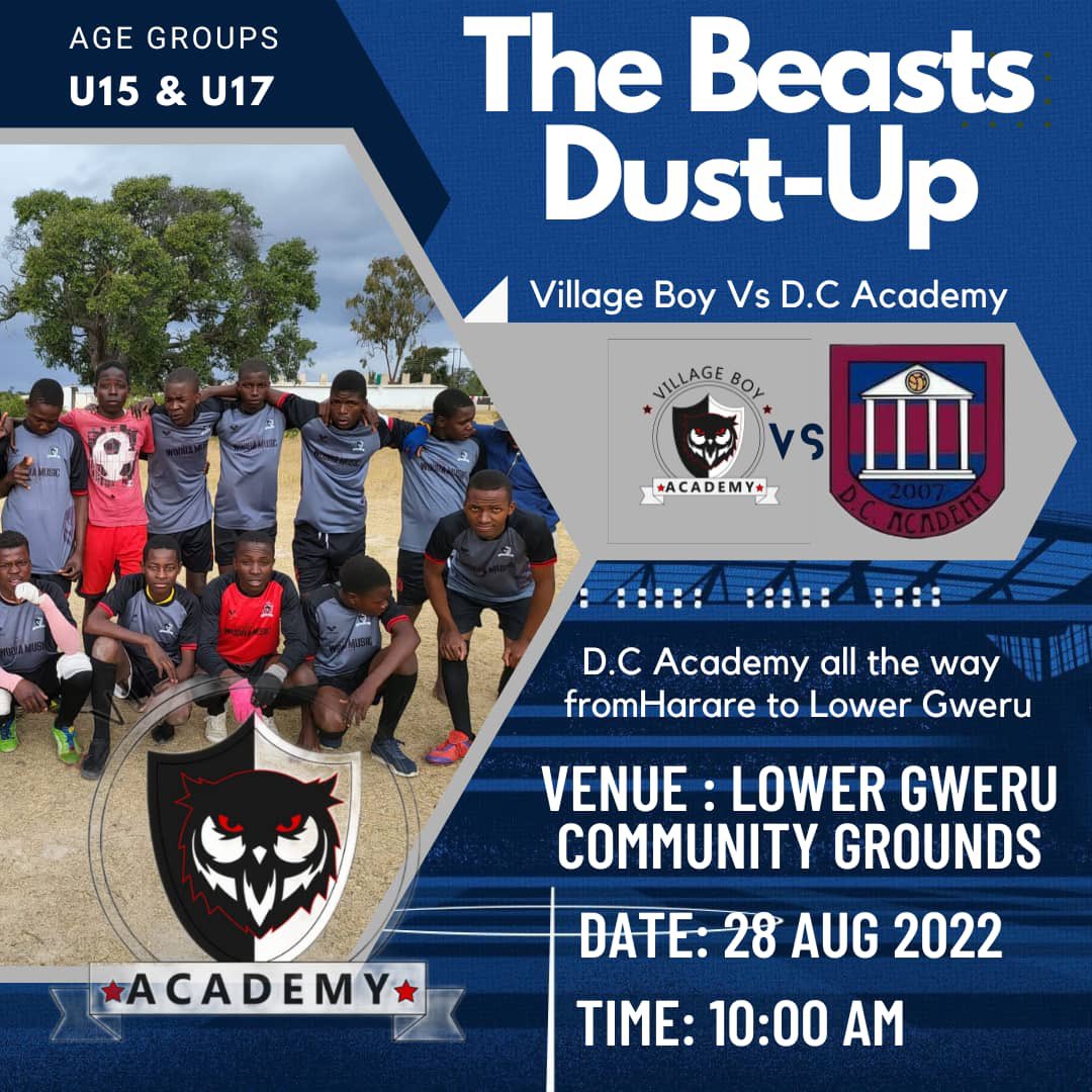 Thank you Dc academy ..This weekend sunday @ lower gwelo mission shops ..our boys are facing against one of the finest academy dc academy all  the way from Harare ..talent development #Lugwalo boys ..if you are around lower gwelo come cheer the boys