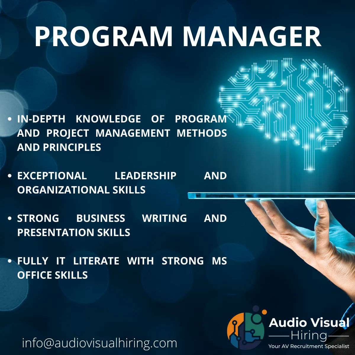 AVhiring's tweet photo. We are working with an AV Integrator who are looking for a program manager in the London area- must be IT Literate.

For the full job spec, email us in full confidence:
info@audiovisualhiring.com

#programmanager #audiovisual #avjobs #avintegrator #avprogrammer https://t.co/G2aXDdl7au