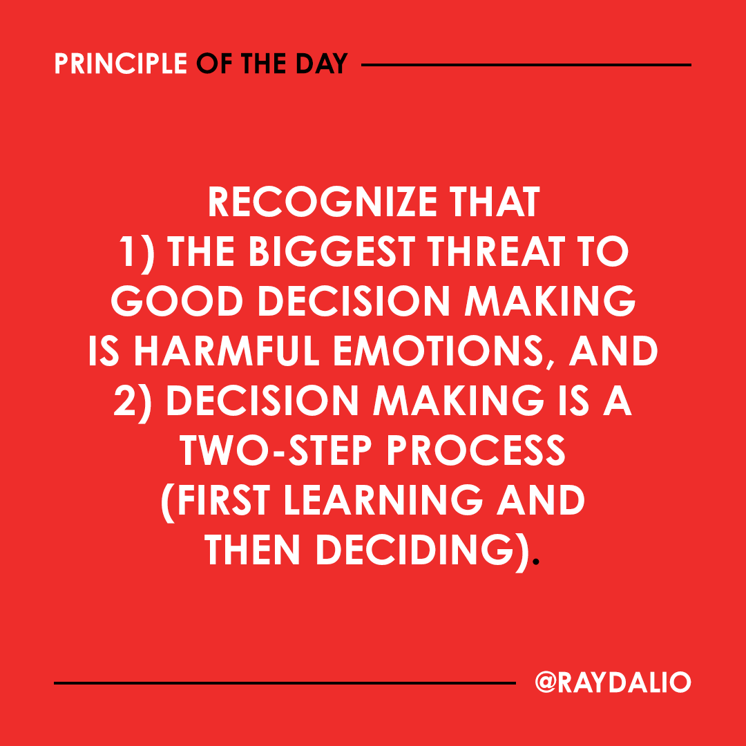 RayDalio's tweet photo. Learning must come before deciding. Your brain stores different types of learning in your subconscious, your rote memory bank, and your habits. (1/4) #principleoftheday https://t.co/qUiqRiSPaC