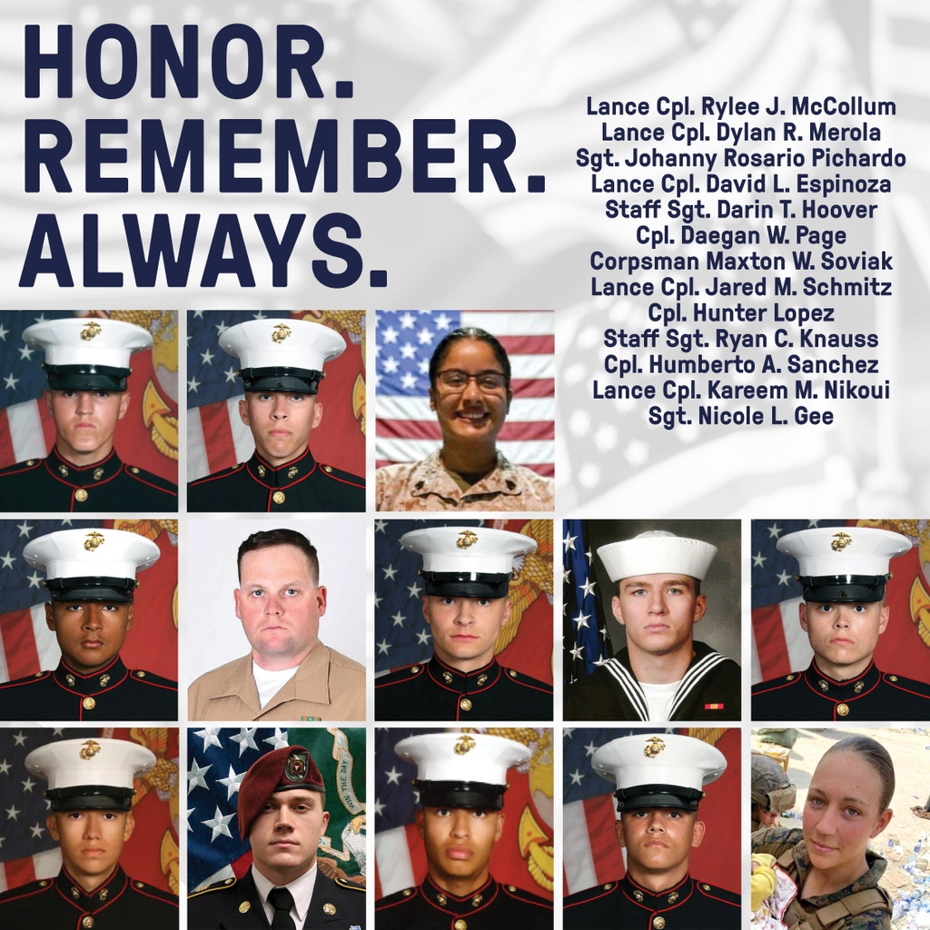 BootCampaign's tweet photo. We will always pause to honor and remember the lives of those lost in service to our country. The ultimate sacrifice of those who passed one year ago today in the Kabul bombing remain on our hearts and minds always.
#AlwaysHonor #NeverForget #Kabul #LaceUpAMERICA #PauseandHonor https://t.co/C0f0uqXXDQ