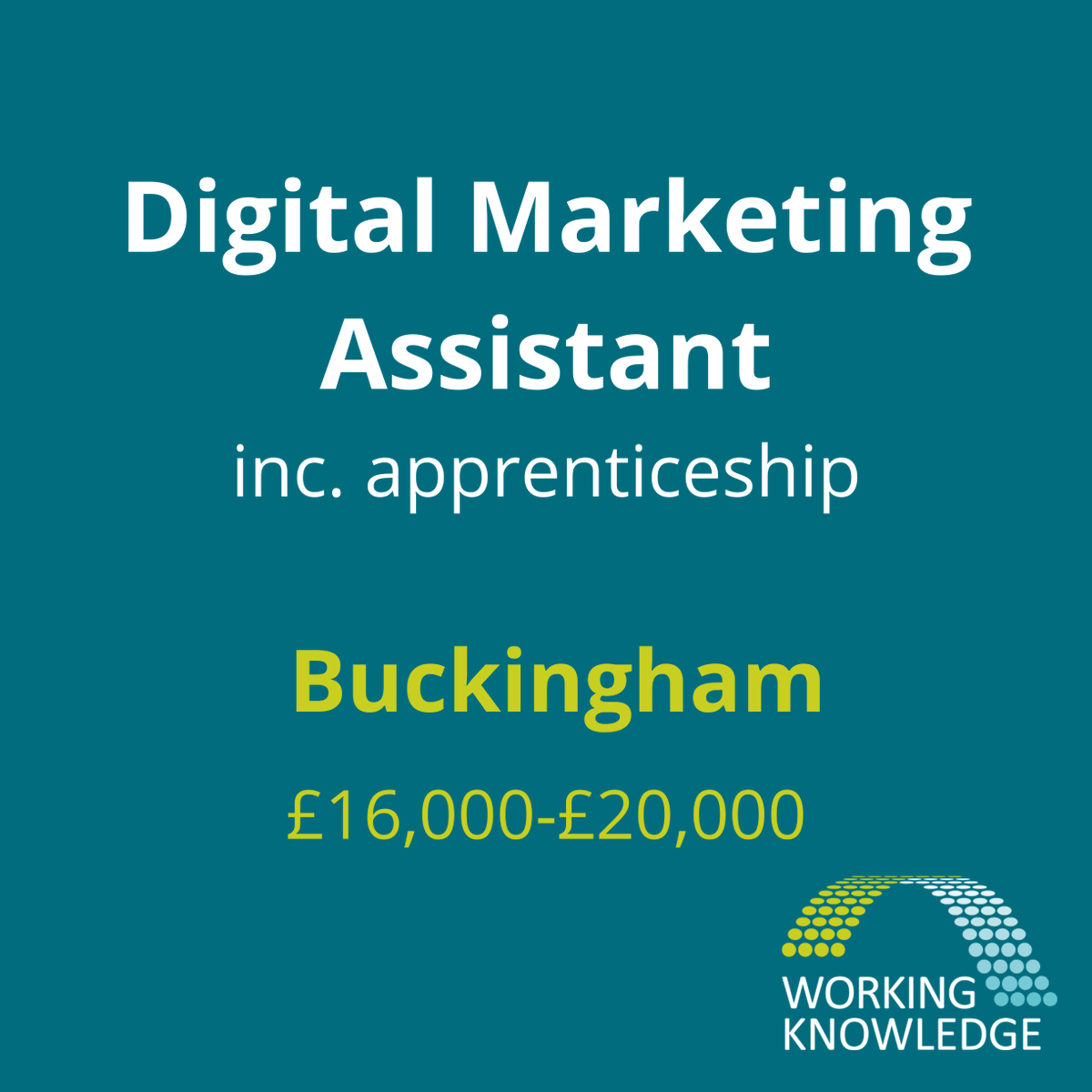 Working_Know's tweet photo. BRAND NEW OPPORTUNITY for someone to fast-track their digital marketing career via an apprenticeship. 

APPLY NOW! 
https://t.co/eleIBTo2qI https://t.co/LusFrmFOe7