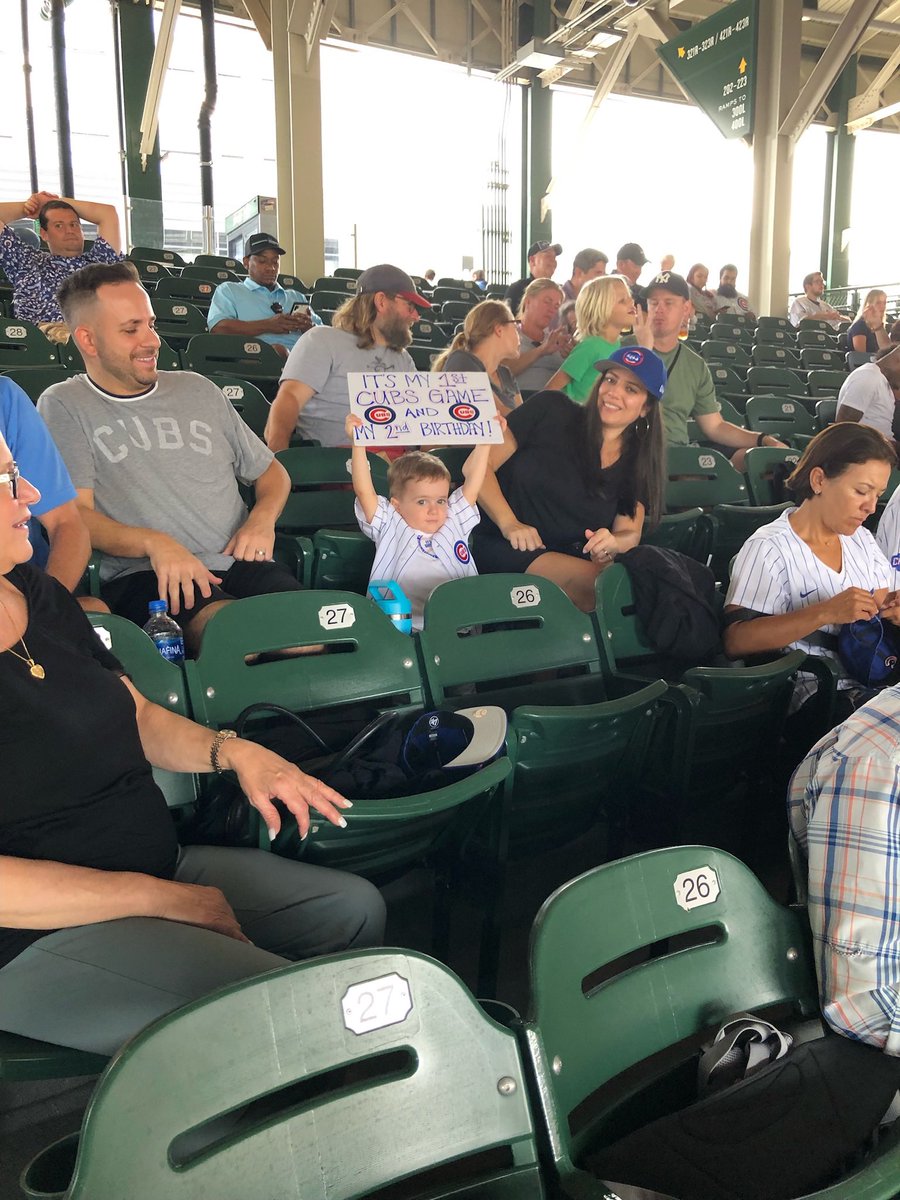 Tav6six's tweet photo. Anthony enjoying his first @Cubs game on his 2nd birthday! August 25th vs St. Louis @ClarktheCub #cubs #clarkthecub https://t.co/aV1UlKOmj8