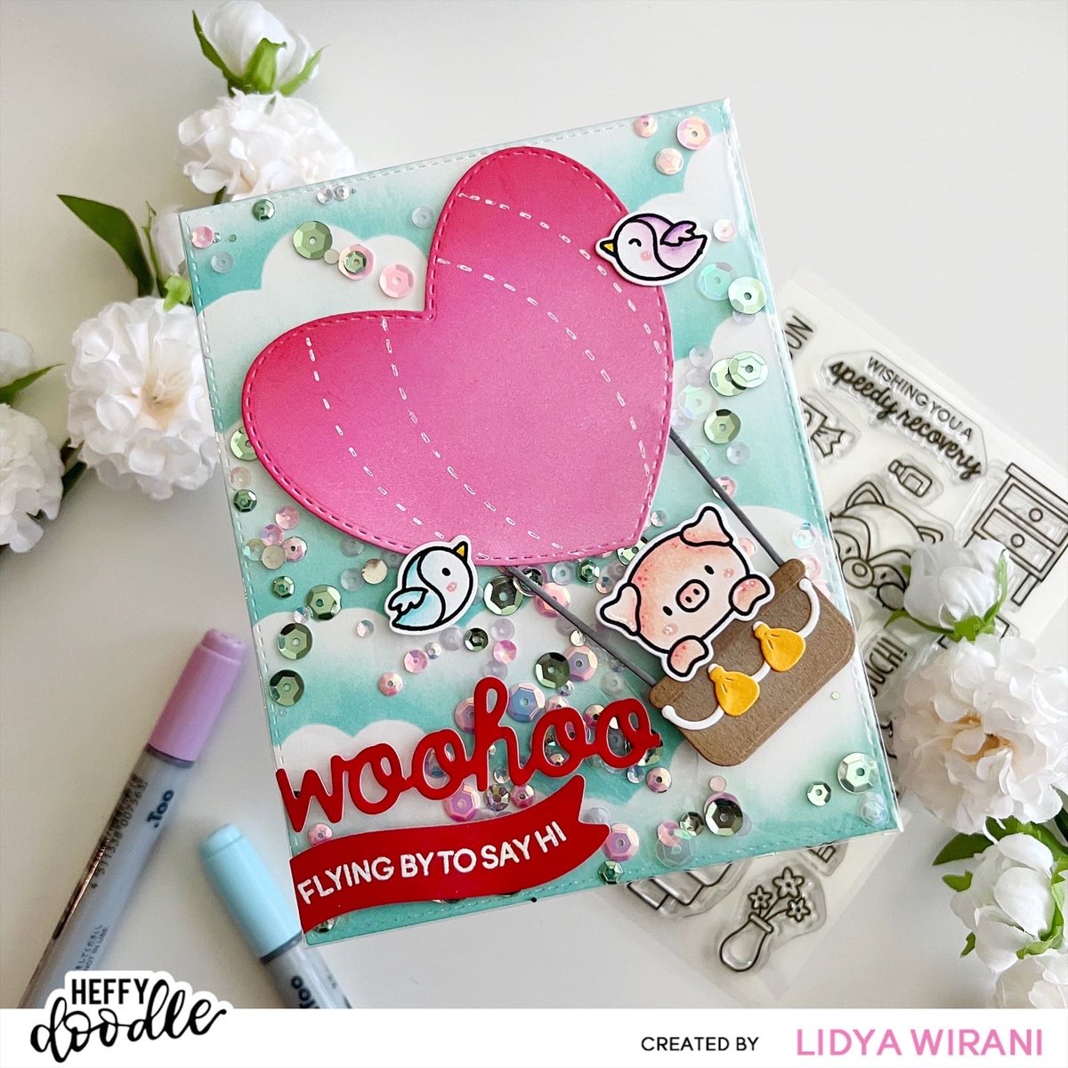 HeffyDoodle's tweet photo. Loving this fun shaker card by Lidya @leeds_craftroom using our Hot Air Balloon dies and the Unicorn Dream Sparkle Mix. Head on over to the blog for all the details! - Flying By to Say Hi - https://t.co/FndCVA3rkZ https://t.co/U2KEsvb48L