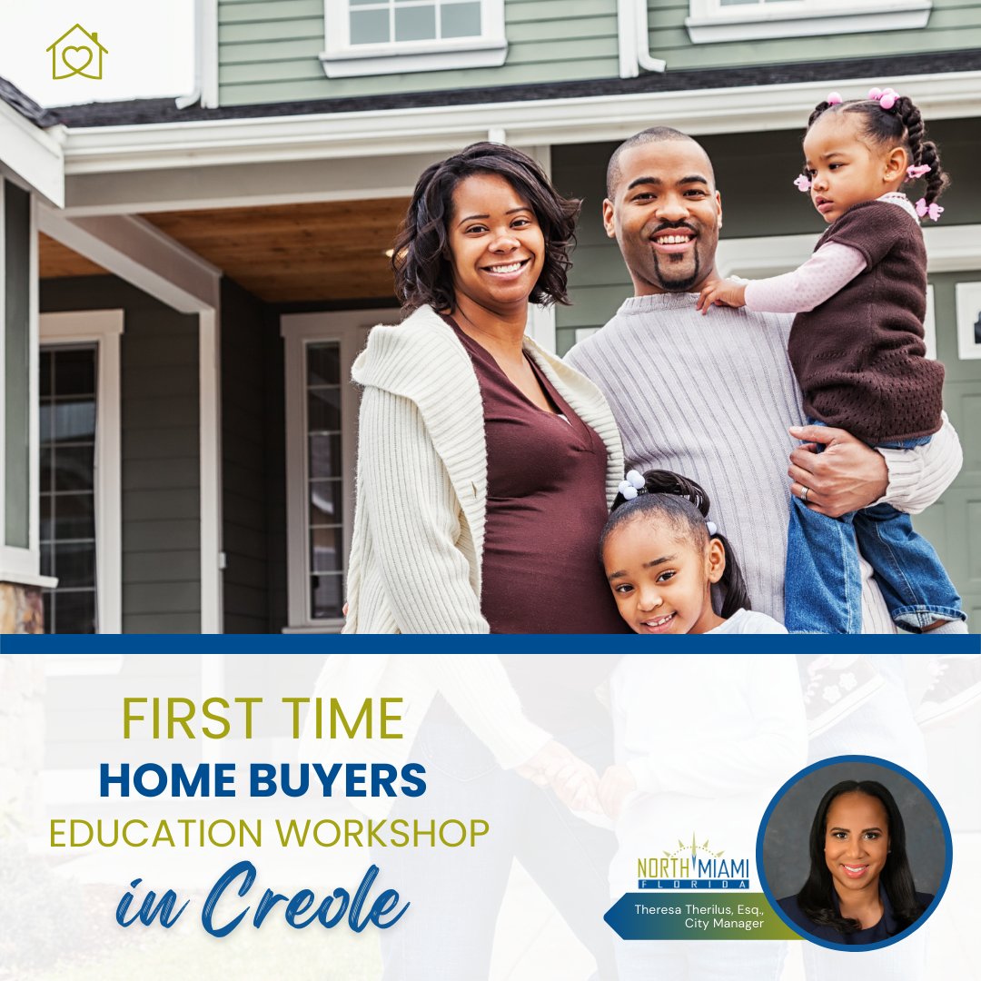 #FirstTimeHomebuyers #EducationWorkshop in Creole, Sat, Aug 27, 2022

#NorthMiami Public Library
835 NE 132 Street, North Miami, FL 33161

For required documents and to register, call 305-652-7616

@nomilibrary  #northmiamirealestate #cityofnorthmiami #citymanager #cmtherilus