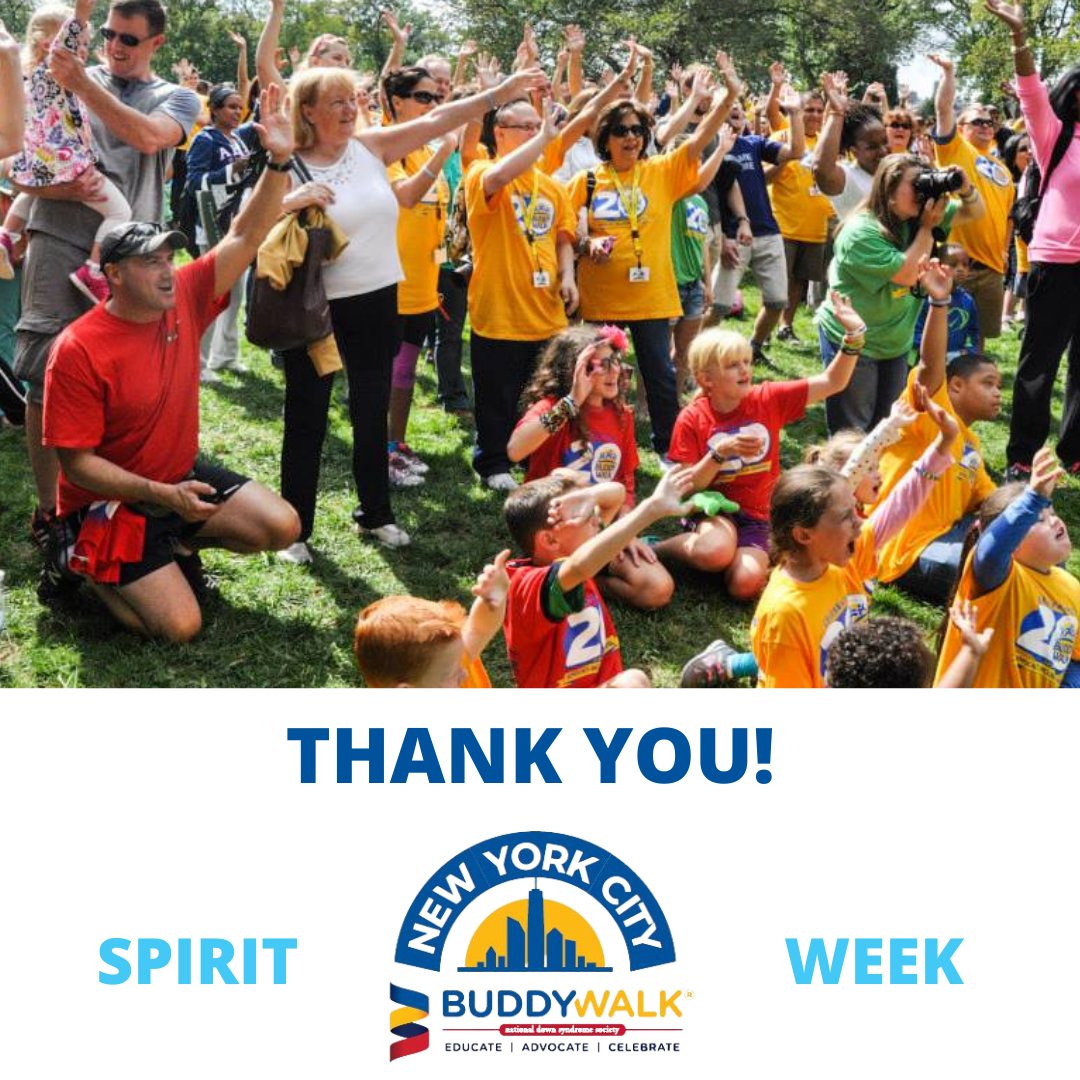 NDSS's tweet photo. THANK YOU to all who participated in #NYCBuddyWalk Spirit Week! 🥳 There's still time to show your team spirit and join the fun! You can still register to join us in Central Park or to Walk From Home at the link below. ⬇️
https://t.co/fCHrAjWLpB https://t.co/f4iSR2IoWV
