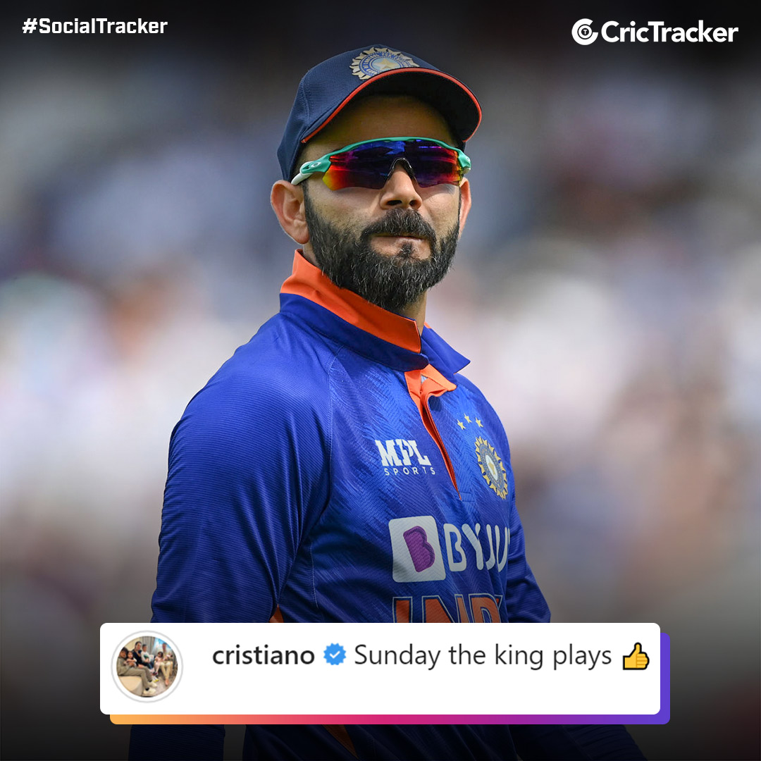 Cricketracker's tweet photo. Even Cristiano Ronaldo knows!

Virat Kohli will be in action on Sunday 👑🐐

#CricTracker #ViratKohli #INDVPAK #AsiaCup2022 https://t.co/mpnkfYmRuc
