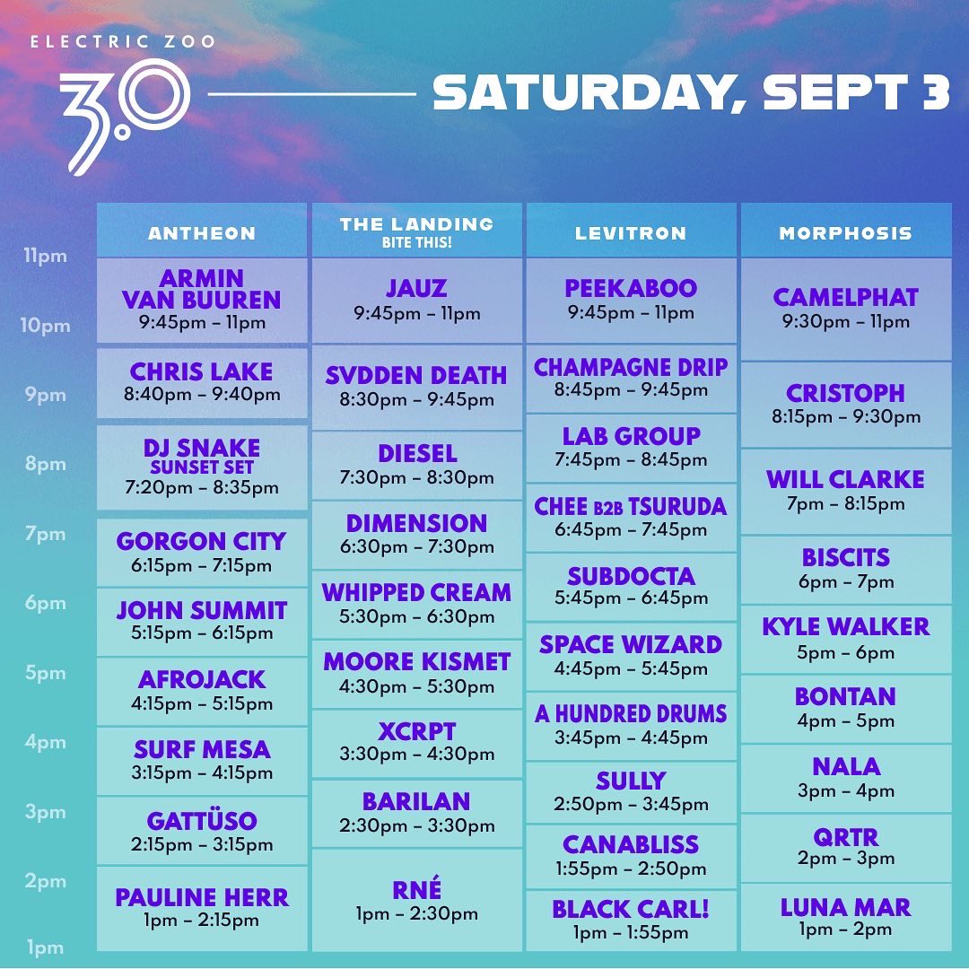 Electric Zoo schedule