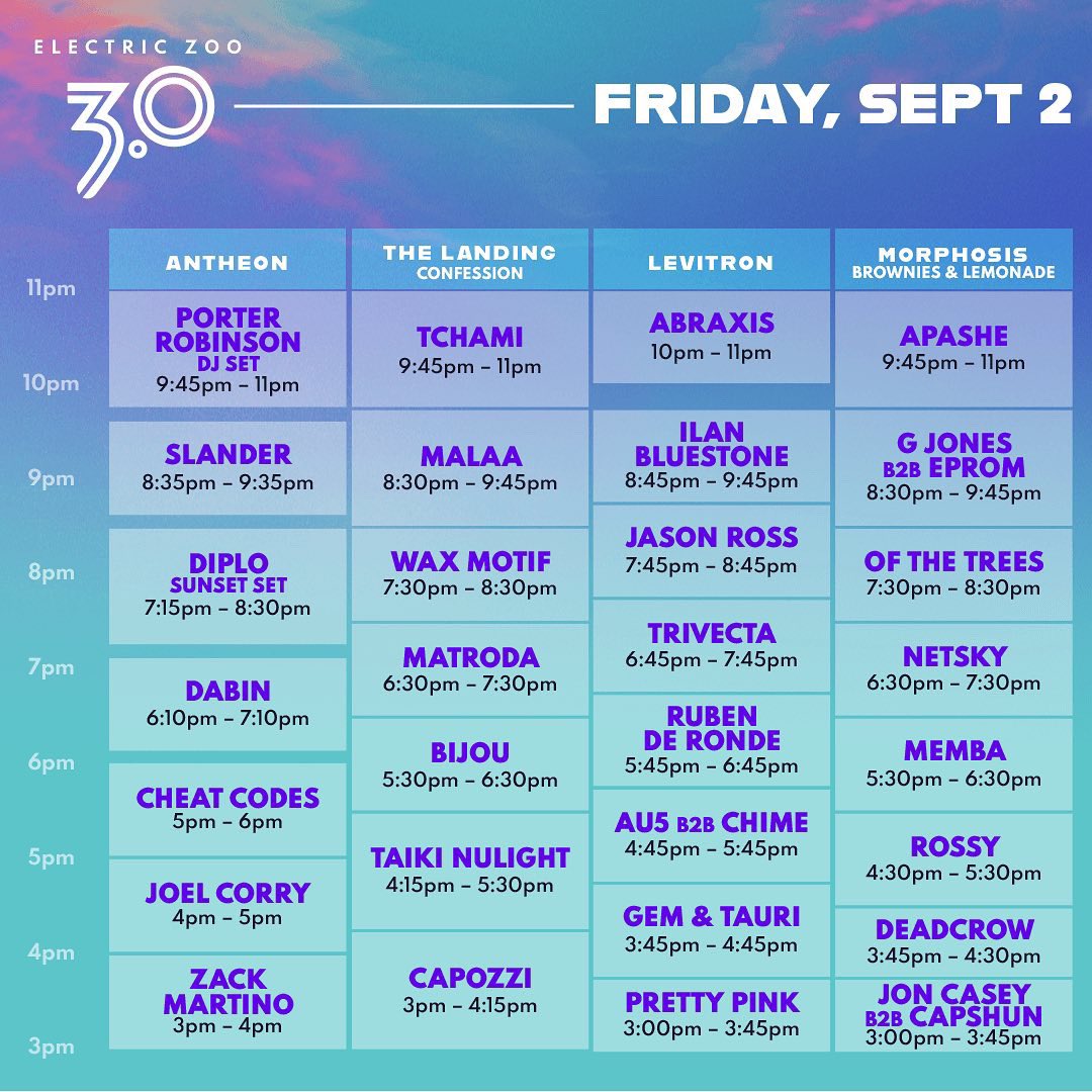 Electric Zoo schedule