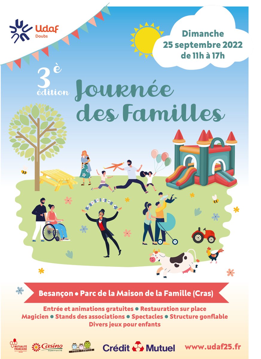 L'Udaf organise la 3ème édition de la Journée des Familles le 25 septembre. En savoir plus : udaf25.fr/actualites/jou…