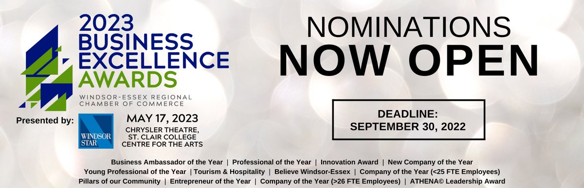 WERCofC's tweet photo. Do you know a business in Windsor-Essex that would make a great nominee for the 2023 BEAs? Well now is your chance!

Nominations are open until Sep. 30th, and you can check out our site for more details: https://t.co/b9cspr8oak

#BEAyqg #WEChamber #WindsorBusiness #WindsorEssex https://t.co/NchFopsPS6