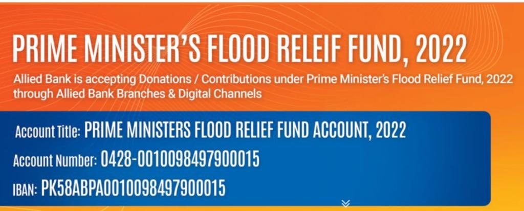 PakinNewYork's tweet photo. Over 30 million people of #Pakistan 🇵🇰have been affected by devastating floods.Donations to the Prime Minister’s Flood Relief Fund 2022 can made to the following accounts:

#FloodinPakistan https://t.co/VOiGO5hR4U