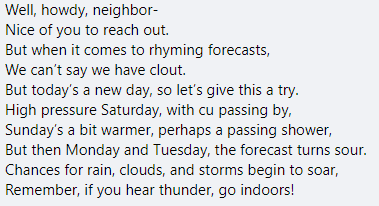 <a href="/NWSPittsburgh/">NWS Pittsburgh</a> challenged us to a rhyming forecast...