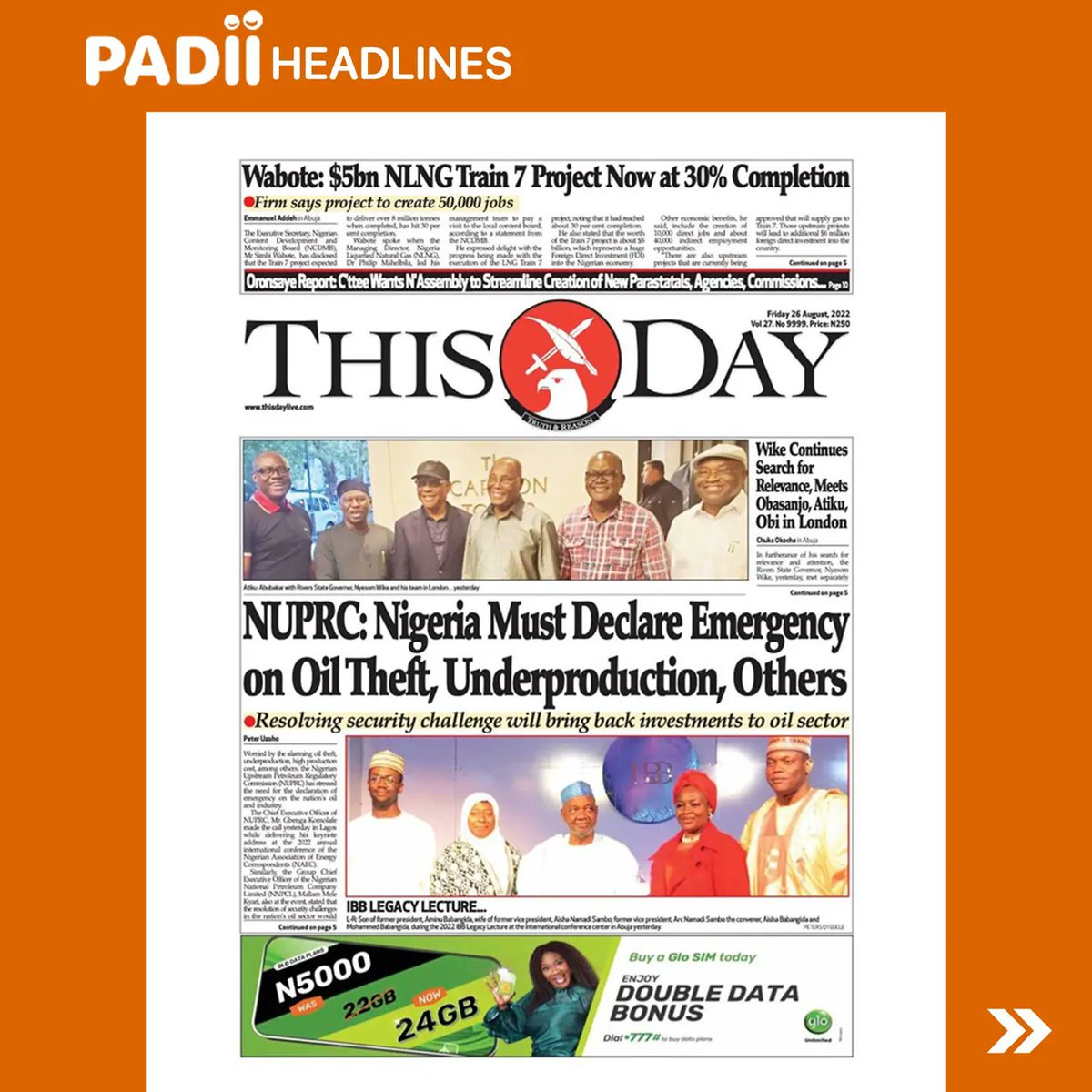 PadiiRadio's tweet photo. Headlines in today's newspapers - Friday, 26th August 2022.

#PADIIRadio
#PADIIfm
#PADIInews
#news
#headlinenews
#politics
#business
#apcprimaries
#businessday
#lagos
#nigeria https://t.co/yBxazCNOm4
