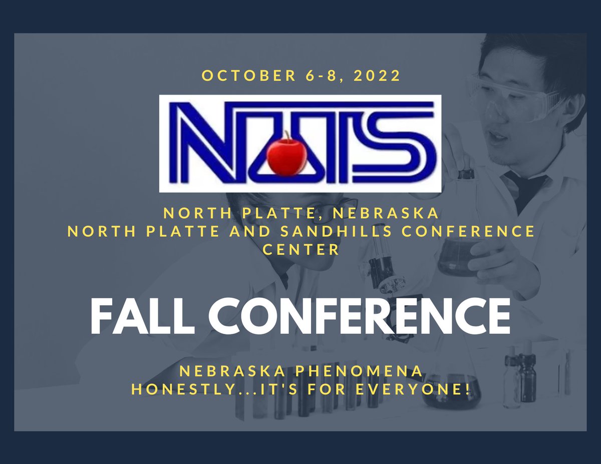 NATS_Science's tweet photo. Who is getting excited for NATS Fall Conference 2022?!? We can't wait to connect with you in North Platte on October 6-8th and discuss some #NebraskaPhenomena. Honestly...It's for everyone:) #NebraskaScience
Register now at https://t.co/ZMyk2JPCPc. https://t.co/d0pW1AFJqo