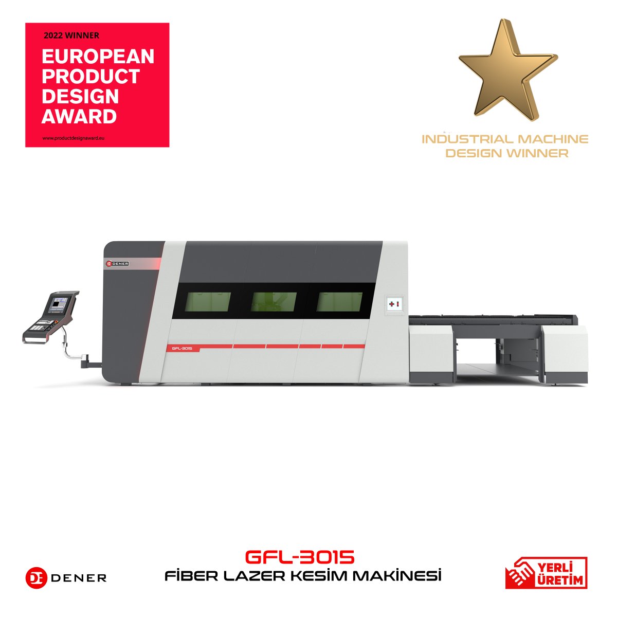 denermachinery's tweet photo. GFL-3015 (Fiber Laser Cutting Machine) was the winner of the Industrial Machinery category within the scope of the European Product Design Award. This product, which is still in production, is the pride of Dener Group and all of Turkey, with all its current and future successes. https://t.co/3XkTXB5LFl