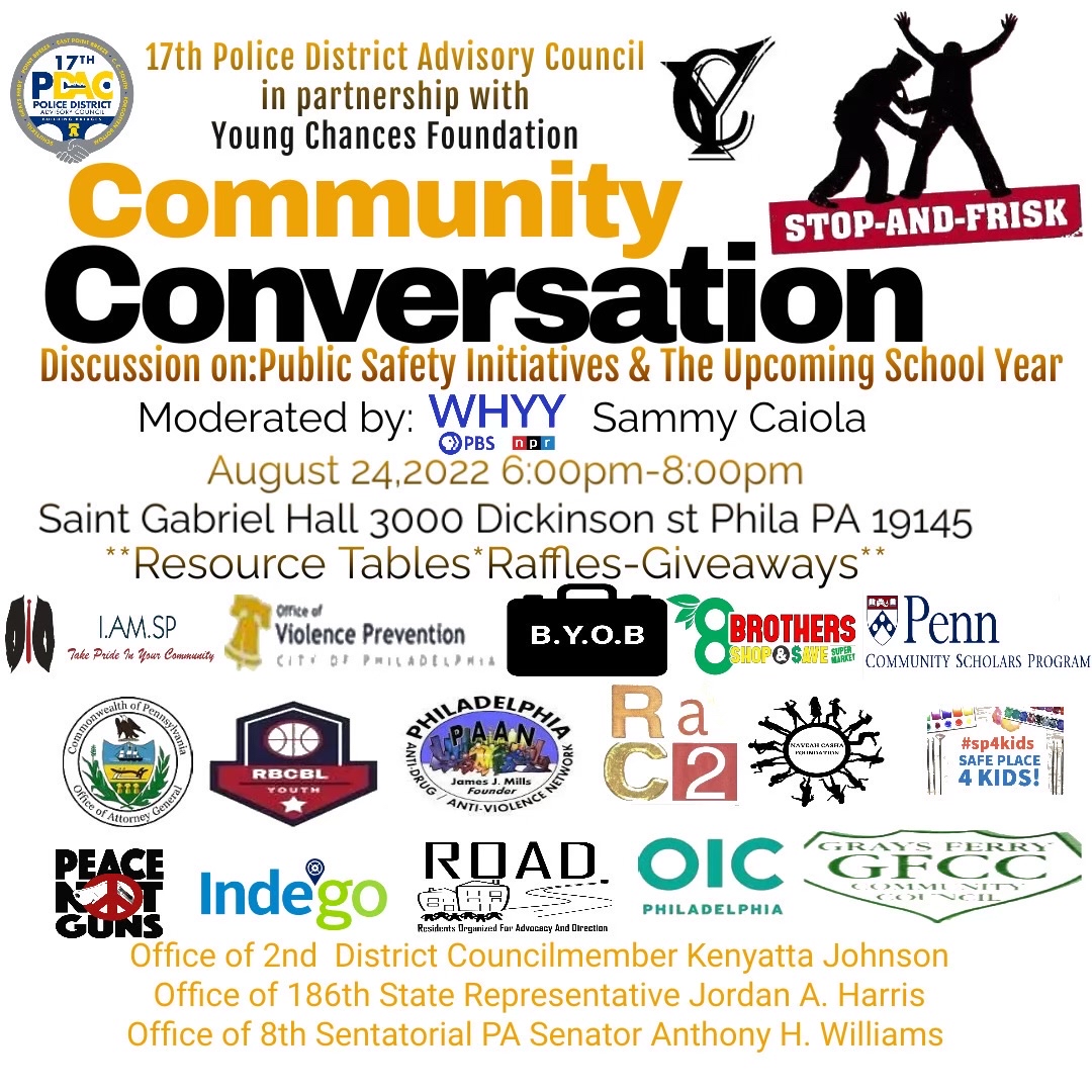 PhillyOIG's tweet photo. Thanks for having us at the community conversation discussion on public safety initiatives and the upcoming school year hosted by @YoungChances and 17th District PPD Advisory Council! https://t.co/DBtKKmPDbm