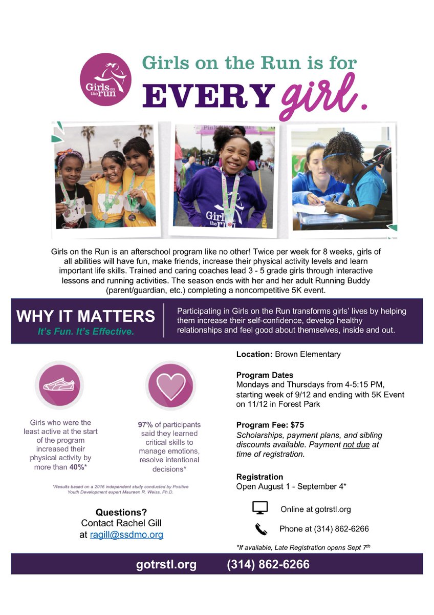 BrownElem's tweet photo. Girls on the Run... is so much more than a running program!  Sign up today by clicking this link: https://t.co/zhqgKLz3NV

Watch the Girls on the Run Annual Video to get PUMPED for this season!!
https://t.co/J2e3C0wBGF https://t.co/Dmuyq26kXW