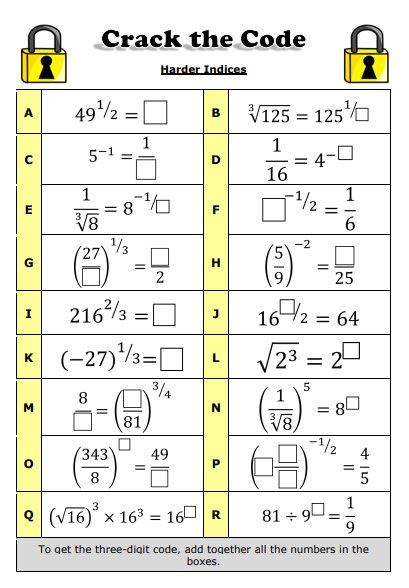 draustinmaths's tweet image. I’ve been working on some harder indices and decimals resources for my Y10 classes next term.
⭐️ Fractional Indices Match-up
⭐️ Fractional and Negative Indices True or False
⭐️ Harder Indices Crack the Code
⭐️ Terminating and Recurring Decimals Match-up
Added to the site today…