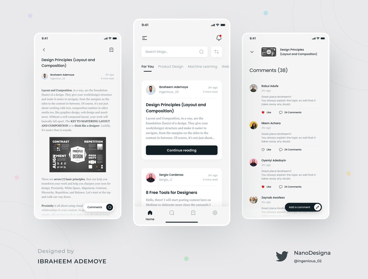 ingenious_02's tweet photo. Day 26
Blog Post/App
I pretty much love to use black and white for anything relating to reading.
I hope you like it, like and retweet π
Your feedbacks are much appreciated π
@ecxunilag #30DaysOfCodeAndDesign #ECX30DaysofDesign #uidesign #designers #daily #uiuxdesign #uxdesign https://t.co/nSxBMywGVZ