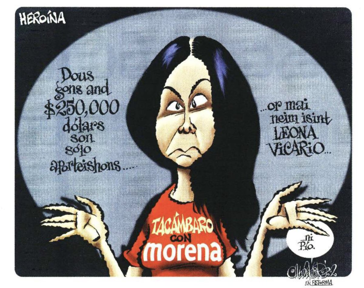 IDMendieta's tweet photo. Y Morena dando la nota internacional. 
Hija del edil de Tacámbaro, Mich.(del partido Morena) la aduana de USA le decomisó $248 mil dls en efectivo y dos armas. 
Cartón @CartonCalderon 
Nota @Reforma https://t.co/yJOROoe6XG