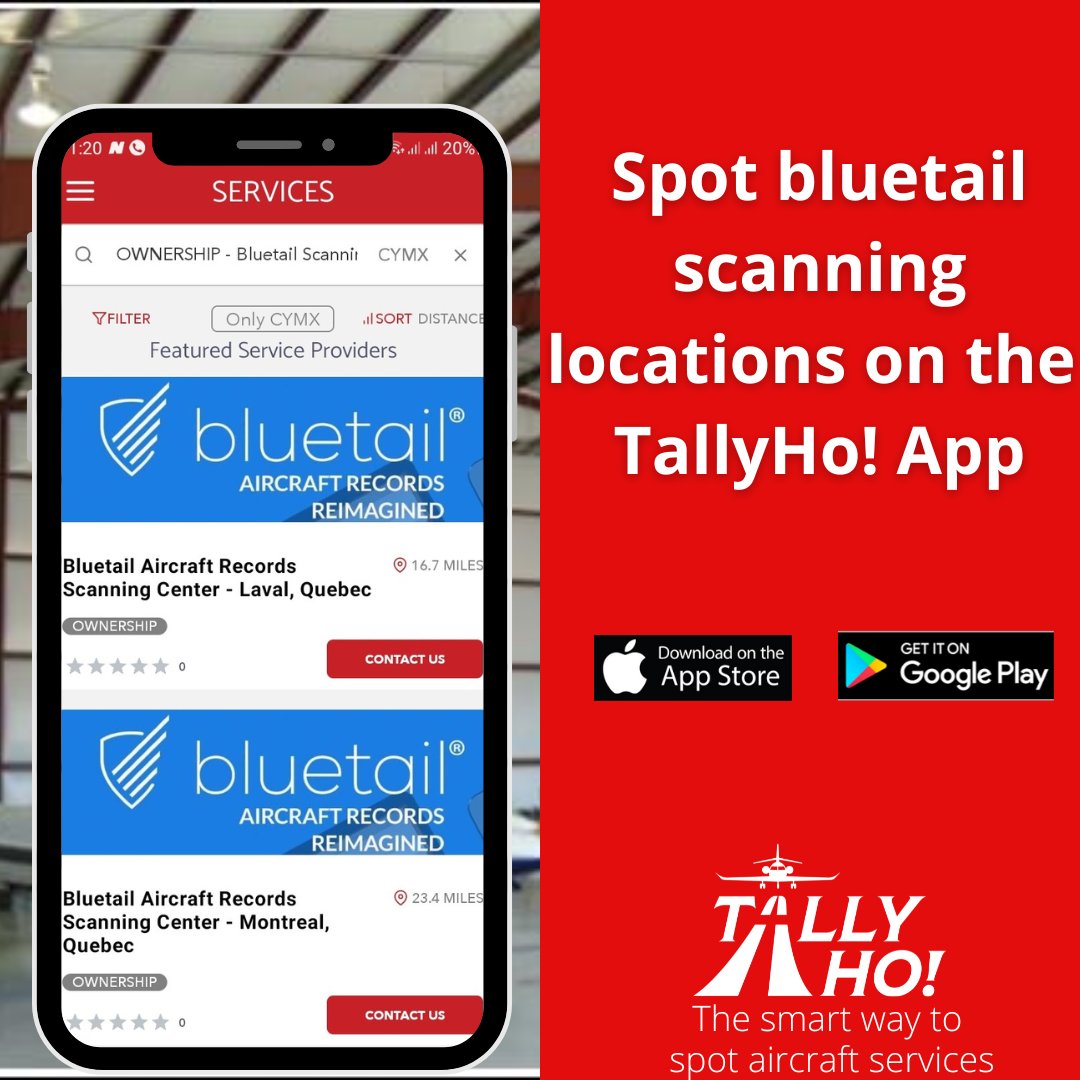 tallyho_apps's tweet photo. Spot Bluetail Aircraft Record Scanning Centers on TallyHo!
#tallyho #fbo #aircraftservices #serviceprovider #aviation #pilot #businessaviation #app https://t.co/2e4sXsVuEB