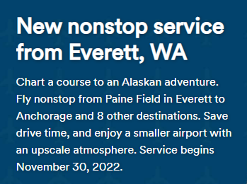 MyEverettNews's tweet photo. Starting November 30th, you'll be able to fly non-stop daily between @FlyPaineField in #Everett and Anchorage on @AlaskaAir. https://t.co/qvmlAMljEf https://t.co/adpmXeNpI7