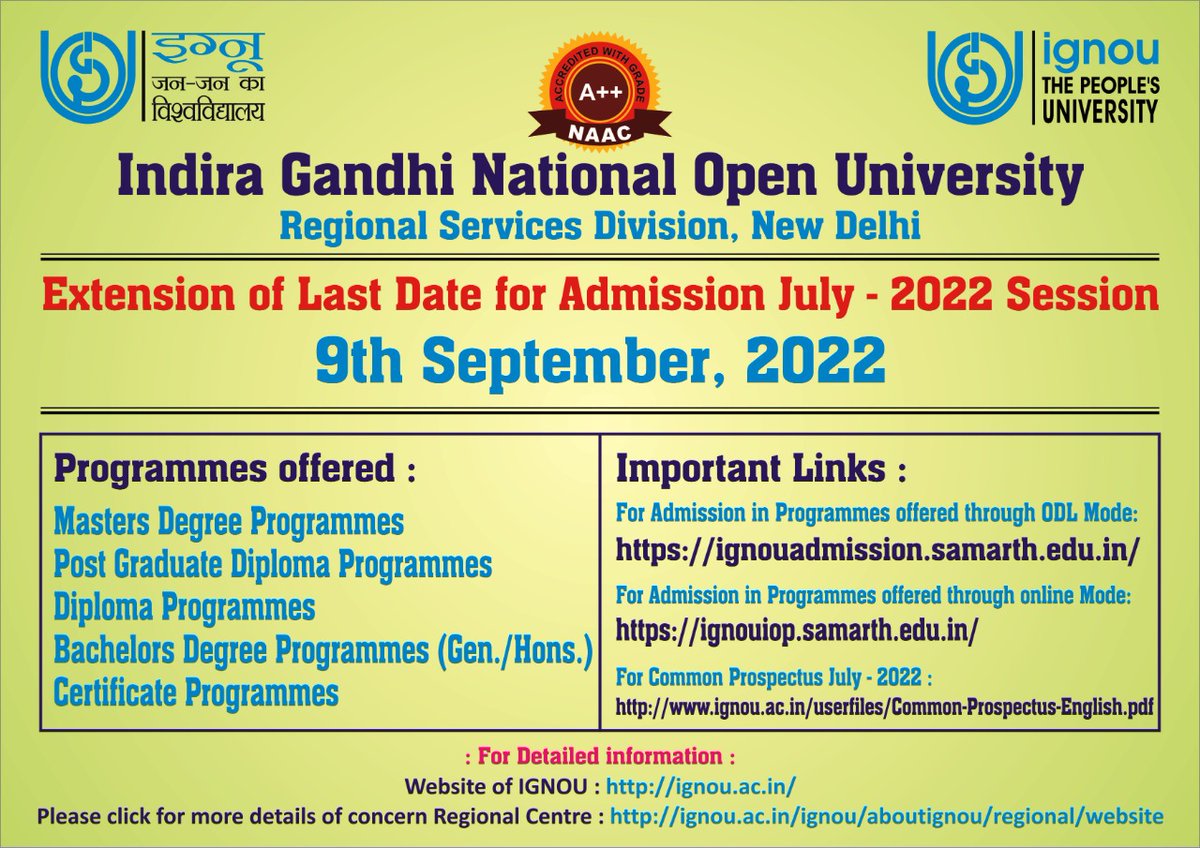 Ignou_Imphal's tweet photo. Admission Extended for July 2022 Session: https://t.co/oWtPdyKjZq