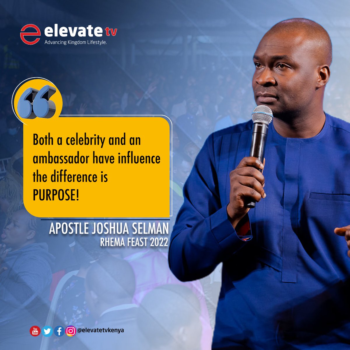 ElevateTVKenya's tweet photo. What a word from Apostle Joshua Selman during yesterday's session of Rhema Feast.
#RhemaFeast2022
#GodWorkCommunity
#Advancingkingdomlifestyle https://t.co/6N8DqbJbtX