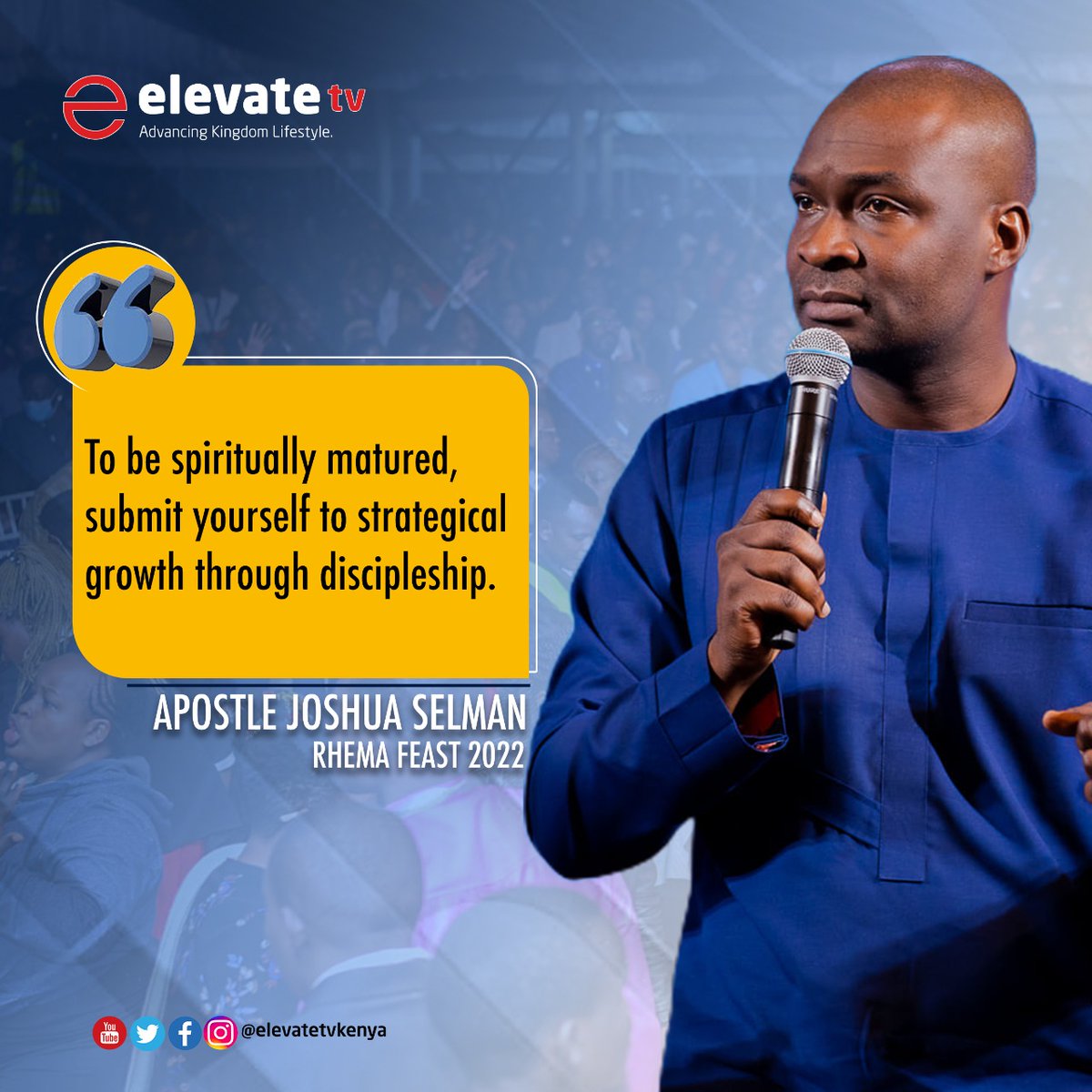 ElevateTVKenya's tweet photo. What a word from Apostle Joshua Selman during yesterday's session of Rhema Feast.
#RhemaFeast2022
#GodWorkCommunity
#Advancingkingdomlifestyle https://t.co/6N8DqbJbtX